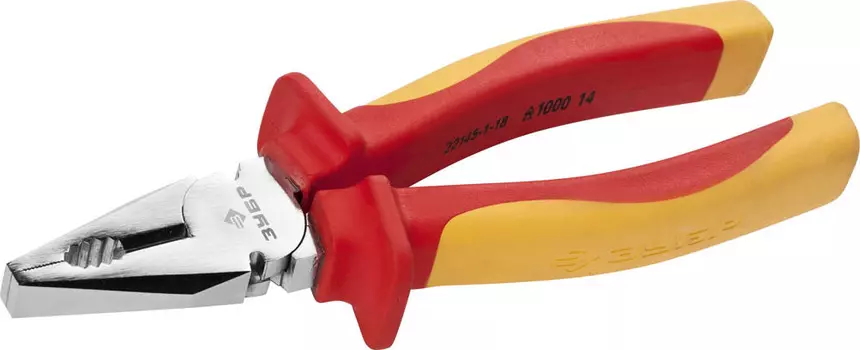 Плоскогубцы Зубр "Профиэлектрик" 22145-1-18, диэлектрические комбинированные, двухкомпонентная маслобензостойкая рукоятка, до ~1000В, 180мм