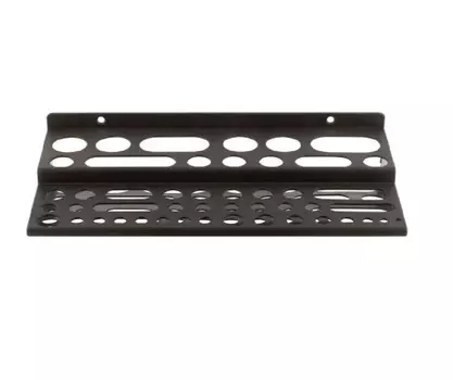 Полка для инструмента пластиковая Курс 65703 мини черная, 48 отверстий, 300х150 мм