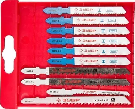 Полотна Зубр ЭКСПЕРТ 15586-H10 для эл/лобзика, по дер. и мет., T-хвост., 10шт