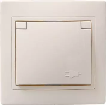 Розетка 1местн. c з/к с крышкой 16А КВАРТА РСб10-3-ККм (кремовый)