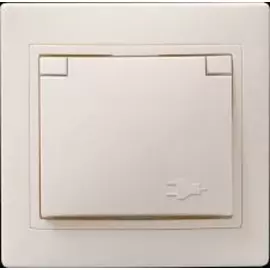 Розетка 1местн. c з/к с защ.штор. с крышкой 16А Кварта РСбш10-3-ККм (кремовый)