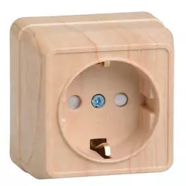 Розетка 1местн. c з/к с защ.штор. 16А откр.уст. ОКТАВА РСш20-3-ОС (сосна)