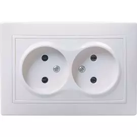 Розетка 2-м СП Кварта без заземл. бел. 10А IP20 РС12-2-КБ