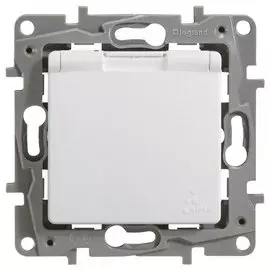 Розетка 2К+З IP 44 с откидной крышкой и шторками - автоматические зажимы - 16 А - 250 В~ -белая