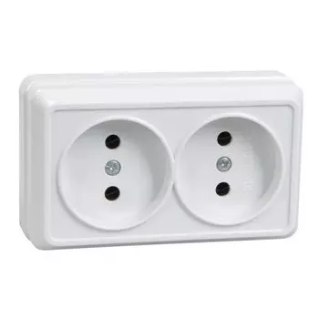 Розетка 2местн. без з/к 10А откр.уст. ОКТАВА РС22-2-ОБ (белый)
