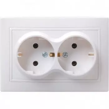 Розетка 2местн. c з/к с защ.штор. 16А КВАРТА РСш12-3-КБ (белый)