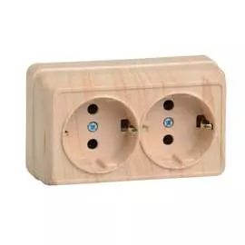 Розетка 2местн. с з/к 16А откр.уст. ОКТАВА РС22-3-ОС (сосна)
