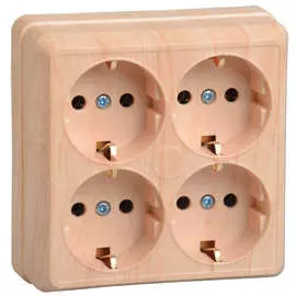 Розетка 4местн. с з/к 16А откр.уст. ОКТАВА РС24-3-ОС (сосна)