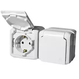 Розетки 2 х 2К+З с защитными шторками - 16 A - 250 В~ - Quteo IP 44 - Белый