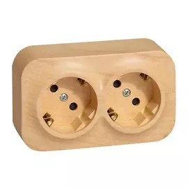 Розеточный блок 2 x 2К+З с защитными шторками - 16 A - 250 В~ - Quteo IP 20 - Дерево