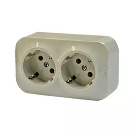 Розеточный блок 2 x 2К+З с защитными шторками - 16 A - 250 В~ - Quteo IP 20 - Слоновая кость