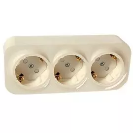 Розеточный блок 3 x 2К+З с защитными шторками - 16 A - 250 В~ - Quteo IP 20 - Слоновая кость