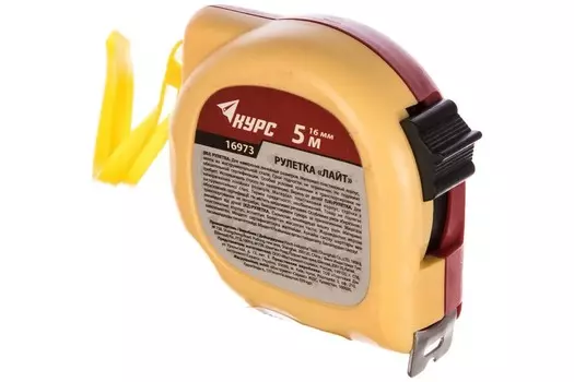 Рулетка Курс 16973 пластиковая 2-х цветная "Лайт" 5 м x 16 мм