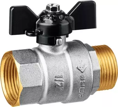 Шаровый кран Зубр 1/2" В-Н бабочка, никелированная латунь