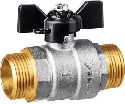 Шаровый кран Зубр 1" Н-Н бабочка, никелированная латунь