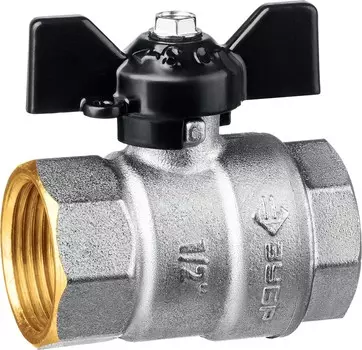 Шаровый кран Зубр 1" В-В бабочка, никелированная латунь