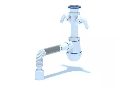 Сифон Ани Пласт Ani Грот А1110 1.1/2"х40, с 2 отводами для стиральной машины, с гибкой трубой 40*50