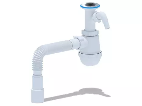 Сифон Ани Пласт Ani Грот А2015 1.1/2"х40, с отводом для стиральной машины, с гибкой трубой 40*40/50