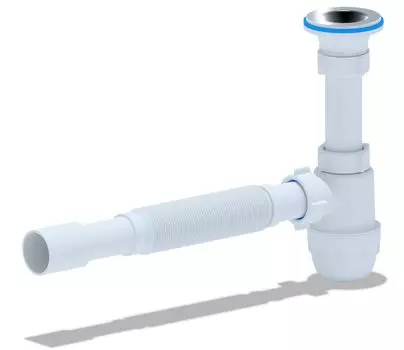 Сифон Ани-Пласт BM1015 1.1/4"х32 mini "Юнг" с гибкой трубой 32х32/40