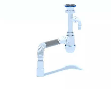 Сифон Ани-пласт C0315 для мойки 1.1/2"х40 мм, с отводом для стиральной машины, с гибкой трубой 40х40/50 мм