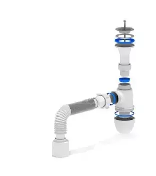 Сифон Ани-Пласт C2010 1.1/4"х40, литой выпуск, с гибкой трубой 40х50