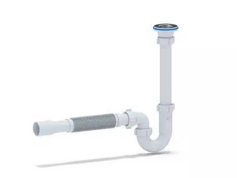Сифон Ани-пласт DB1015 для умывальников 1 1/4"х32 мм, прямоточный, с гибкой трубой 32х32/40 мм