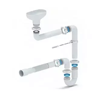 Сифон Ани-Пласт DR5015 1.1/2"х40 с разрывом струи, с гибкой трубой 40х40/50