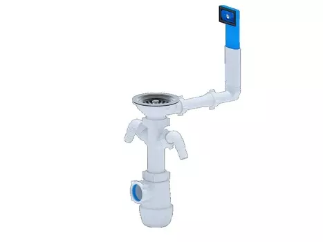 Сифон Ани-пласт Грот А0146 для мойки 3.1/2"х40 мм, с 2-мя носами и переливом, жесткий