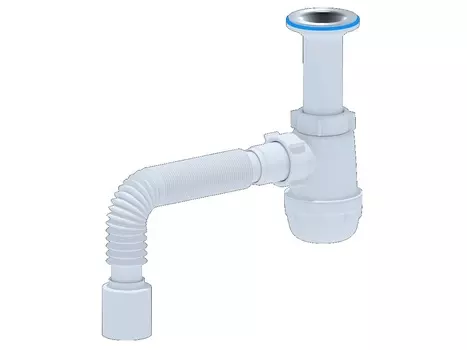 Сифон Ани-пласт Грот А0510 для мойки 1.1/2х40 мм, с гибкой трубой 40х50 мм, литой выпуск