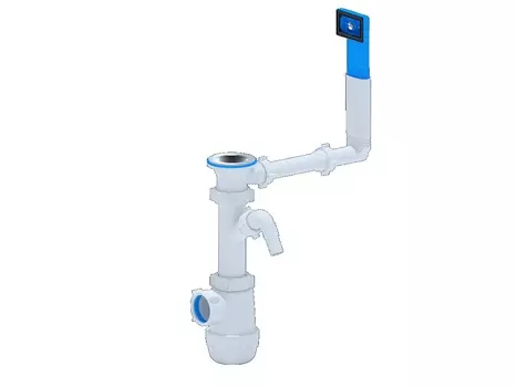 Сифон Ани-пласт Грот А1040 для мойки 1.1/2"х40 мм, с отводом для стиральной машины и переливом, жесткий