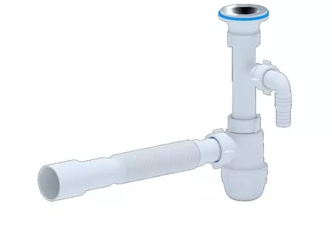 Сифон Ани-пласт Юнг BM1316 для умывальника 1.1/4"х32 мм, c отводом для стиральной машины, гибкой трубой 32х40/50 мм