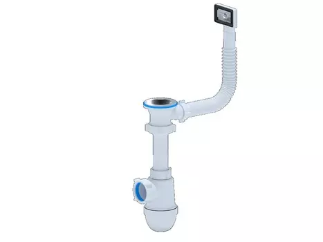Сифон Ани-пласт С0140 для мойки 1.1/2"х40 мм, с переливом