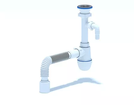 Сифон Ани-пласт С0310 для мойки 1.1/2"х40х50 мм, с отводом для стиральной машины, с гибкой трубой 40х40/50 мм
