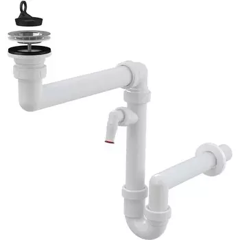 Сифон для мойки с выпуском (1 1/2"х40) экономящий пространство с отводом под стир. машину