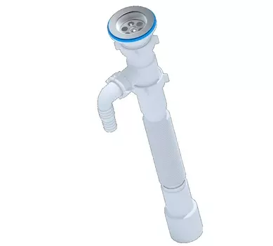 Сифон-гофра Ани-пласт G108 для мойки 1.1/2"х40/50 мм, с отводом для стиральной машины, длина 476-886 мм