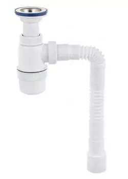 Сифон Вир Пласт Элит 30980617 1.1/2"х40 с литым выпуском, нержавеющей чашкой, и гибкой трубой 40х40/50