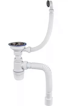 Сифон Вир Пласт Элит 30986164 3.1/2" с отводом для стиральной машины, круглым переливом и гофрой 1.1/2"х40/50