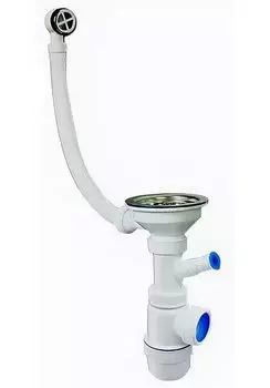 Сифон Вир Пласт Элит 30986177 3.1/2"х40 с нержавеющей чашкой, с отводом для стиральной машины с переливом