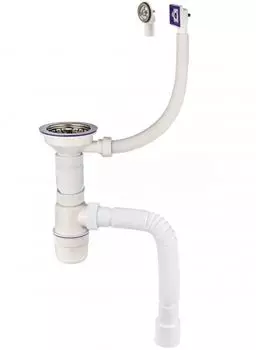 Сифон Вир Пласт Элит 30987109 3.1/2"х40 с нержавеющей чашкой, отводом для стиральной машины и переливом