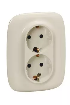 Силовая розетка Valena ALLURE2К+3 16Ак250Вдвойн, защит. шт.лицевой панелью,безвин. зажимы,слон.кость