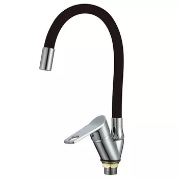 Смеситель для кухни Ростовская мануфактура RMS SL137BL-016F с гибким изливом, хром / черный