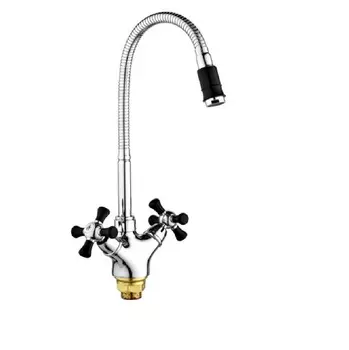 Смеситель для кухни Ростовская мануфактура RMS SL92BL-279F с гибким изливом, хром / черный