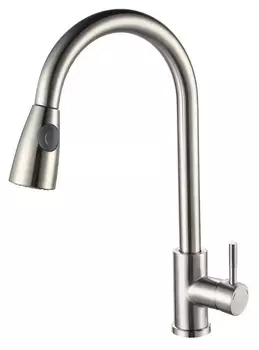 Смеситель для кухни Ростовская Мануфактура SUS124-017F-2 с вытяжным изливом, хром