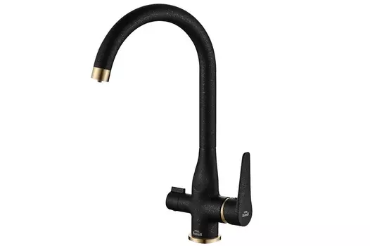 Смеситель для кухни Zorg, SH 910 BLACK BR с подключением фильтра, черный / бронза