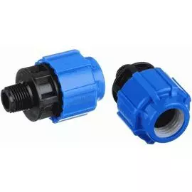 Соединитель ПНД обжим 40х1.1/4" НР, 16бар, t-40*C, пластик