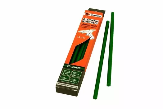 Стержень клеевой Энкор 023, 505023 7х200 мм 10 шт зелёный