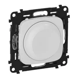 Светорегулятор Valena ALLURE с поворотн. ручкой универсал. 300Вт,без нейтрали,с лицевой панелью,бел.