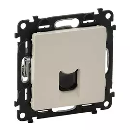 Телефонная розетка Valena LIFE RJ11 одиночная, с лицевой панелью, слоновя кость