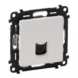 Телефонная розетка Valena LIFE RJ11 одиночная, с лицевой панелью, белая