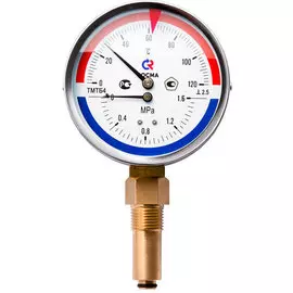 Термоманометр ТМТБ-3, D-80мм, 0-120С*, 6бар, G1/2, радиальный, L=46